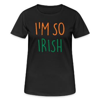 JE SUIS TELLEMENT IRLANDAIS Irlande Irlande - T-shirt respirant Femme - noir - Devant - AI Model Female 172 light (172cm)