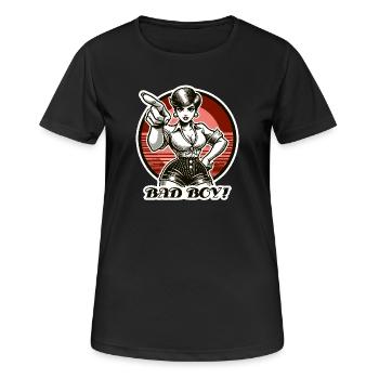 Une femme coquine gronde les mauvais garçons, mauvais garçon ! - T-shirt respirant Femme - noir - Devant - AI Model Female 172 light (172cm)