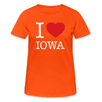 I LOVE IOWA - Women's Breathable T-Shirt - neon orange - Front - AI Model Female 172 dark (172cm)