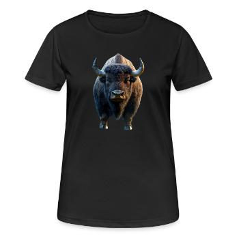 Bison, Bison, Bovins sauvages, Bison, Bison d’Amérique - T-shirt respirant Femme - noir - Devant - AI Model Female 172 light (172cm)