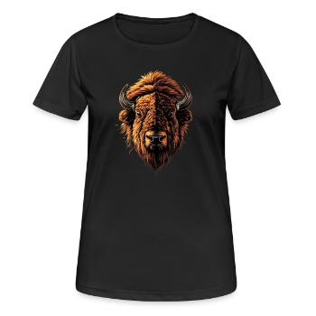 Bison, Bison, Bovins sauvages, Bison, Bison d’Amérique - T-shirt respirant Femme - noir - Devant - AI Model Female 172 light (172cm)