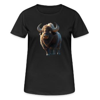 Bison, Bison, Bovins sauvages, Bison, Bison d’Amérique - T-shirt respirant Femme - noir - Devant - AI Model Female 172 light (172cm)