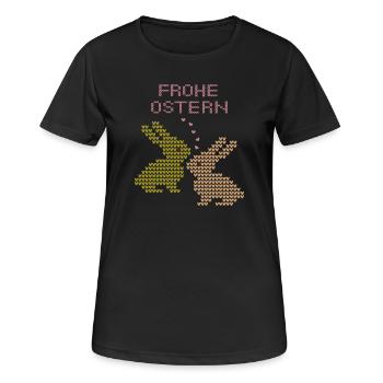 Frohe Ostern - Frauen T-Shirt atmungsaktiv - Schwarz - Vorne - AI Model Female 172 light (172cm)