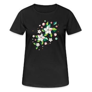 Branche de pommier de fleur de printemps géométrique - T-shirt respirant Femme - noir - Devant - AI Model Female 172 light (172cm)