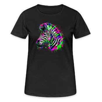 Zebra - Frauen T-Shirt atmungsaktiv - Schwarz - Vorne - AI Model Female 172 light (172cm)
