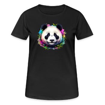 Panda - Frauen T-Shirt atmungsaktiv - Schwarz - Vorne - AI Model Female 172 light (172cm)