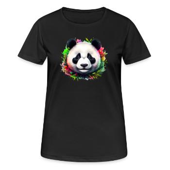 Panda - Frauen T-Shirt atmungsaktiv - Schwarz - Vorne - AI Model Female 172 light (172cm)