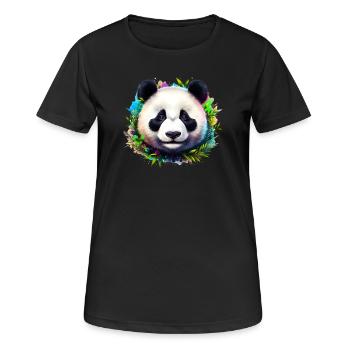 Panda - Frauen T-Shirt atmungsaktiv - Schwarz - Vorne - AI Model Female 172 light (172cm)