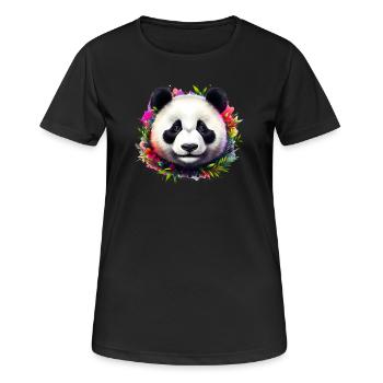 Panda - Frauen T-Shirt atmungsaktiv - Schwarz - Vorne - AI Model Female 172 light (172cm)