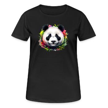 Panda - Frauen T-Shirt atmungsaktiv - Schwarz - Vorne - AI Model Female 172 light (172cm)