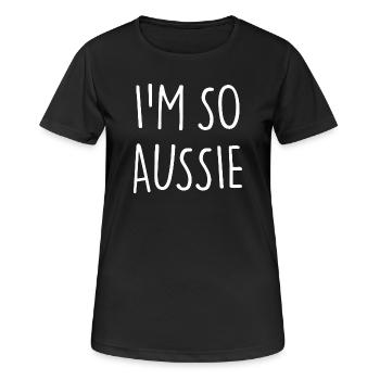 I'M SO AUSSIE Australien - Frauen T-Shirt atmungsaktiv - Schwarz - Vorne - AI Model Female 172 light (172cm)