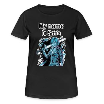 Mein Name ist Sofia 2026 - Frauen T-Shirt atmungsaktiv - Schwarz - Vorne - AI Model Female 172 light (172cm)