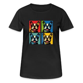 Frenchie Pop Art Bubbles, Pancake, Chonk, Nibbles - Women's Breathable T-Shirt - black - Front - AI Model Female 172 light (172cm)