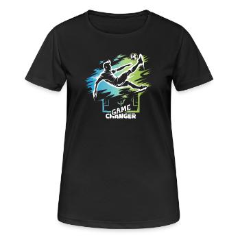 Game Changer - Icône de conception du coup de pied aérien de football - T-shirt respirant Femme - noir - Devant - AI Model Female 172 light (172cm)