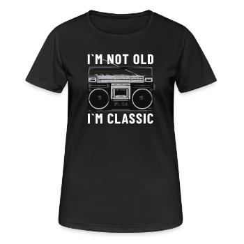 Je ne suis pas vieux, je suis un lecteur de cassettes stéréo classique - T-shirt respirant Femme - noir - Devant - AI Model Female 172 light (172cm)