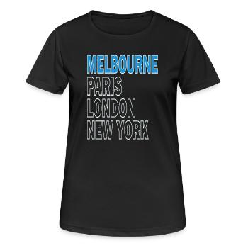 Tennis Turnier Melbourne Paris London New York - Frauen T-Shirt atmungsaktiv - Schwarz - Vorne - AI Model Female 172 light (172cm)