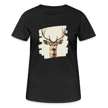 Cerf avec bois - T-shirt respirant Femme - noir - Devant - AI Model Female 172 light (172cm)