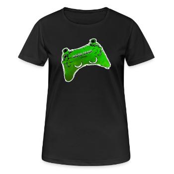 gruener Comic Controller mit Text GAME OVER - Frauen T-Shirt atmungsaktiv - Schwarz - Vorne - AI Model Female 172 light (172cm)