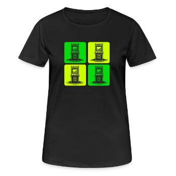 Retro Gaming Automaten 80er - Frauen T-Shirt atmungsaktiv - Schwarz - Vorne - AI Model Female 172 light (172cm)