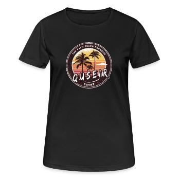 Quseir Égypte Vintage Palmier Design - T-shirt respirant Femme - noir - Devant - AI Model Female 172 light (172cm)