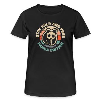 Restez sauvage et libre - Panda Edition Retro Design - T-shirt respirant Femme - noir - Devant - AI Model Female 172 light (172cm)