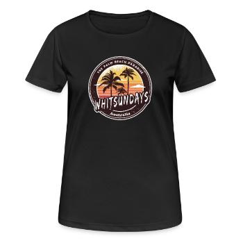 Whitsundays Australie Palmiers Design - T-shirt respirant Femme - noir - Devant - AI Model Female 172 light (172cm)