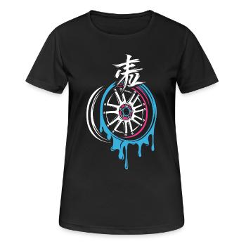 Jante JDM fondante avec kanji – style d’accord - T-shirt respirant Femme - noir - Devant - AI Model Female 172 light (172cm)