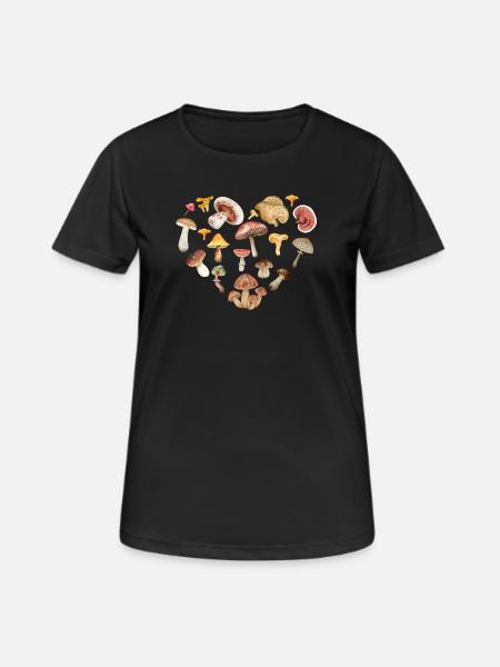Champignons en forme de cœur.T-shirt pour cueilleur de champignons - T-shirt respirant Femme - noir
