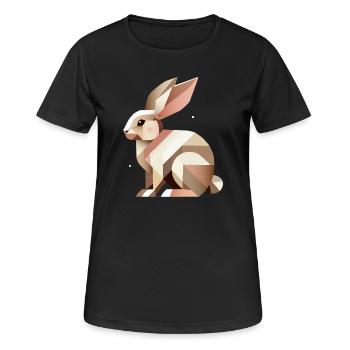 Charmante Geometrie – Der abstrakte Hase - Frauen T-Shirt atmungsaktiv - Schwarz - Vorne - AI Model Female 172 light (172cm)