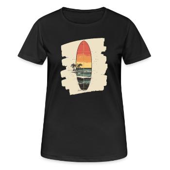 Surfbrett - Frauen T-Shirt atmungsaktiv - Schwarz - Vorne - AI Model Female 172 light (172cm)