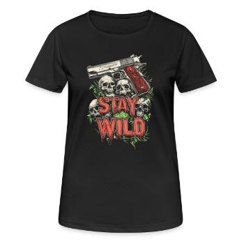 Stay Wild 1911 Arme de poing Shooter IPSC - T-shirt respirant Femme - noir - Devant - AI Model Female 172 light (172cm)
