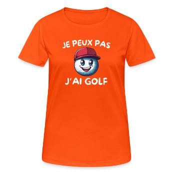 Cap Rouge Golfball-Maskottchen - Frauen T-Shirt atmungsaktiv - Neonorange - Vorne - AI Model Female 172 dark (172cm)