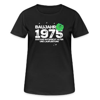 Baujahr 1975 - Frauen T-Shirt atmungsaktiv - Schwarz - Vorne - AI Model Female 172 light (172cm)