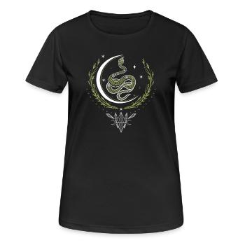 Serpent avec croissant de lune et cristaux - T-shirt respirant Femme - noir - Devant - AI Model Female 172 light (172cm)