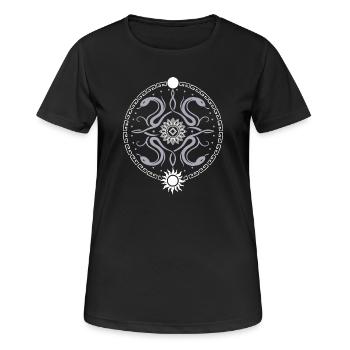 Roue serpentine avec soleil et lune - T-shirt respirant Femme - noir - Devant - AI Model Female 172 light (172cm)