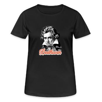 Komponist Beethoven Portrait Klassische Musik - Frauen T-Shirt atmungsaktiv - Schwarz - Vorne - AI Model Female 172 light (172cm)