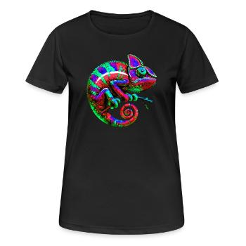 Chamäleon - Frauen T-Shirt atmungsaktiv - Schwarz - Vorne - AI Model Female 172 light (172cm)
