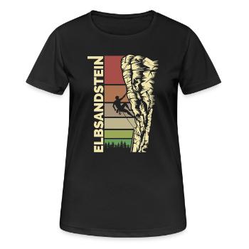 Escalade des montagnes de grès de l’Elbe - Suisse saxonne - T-shirt respirant Femme - noir - Devant - AI Model Female 172 light (172cm)