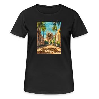 De la rue Barcelona à la Sagrada Família - T-shirt respirant Femme - noir - Devant - AI Model Female 172 light (172cm)