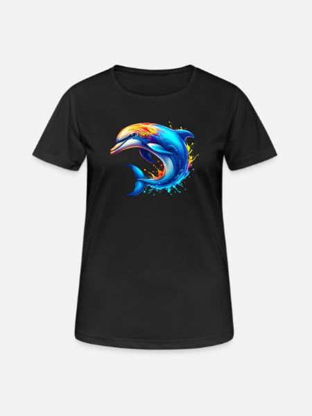 Delfin - Frauen T-Shirt atmungsaktiv - Schwarz
