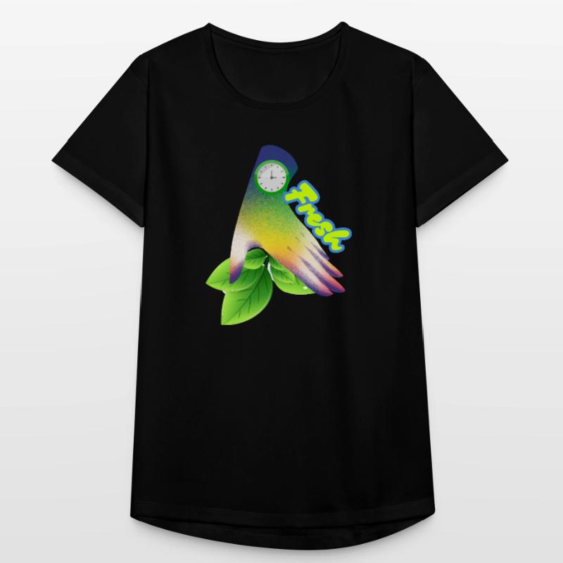 Fresh Gradient Leaf Clock Design Women's Breathable T-Shirt