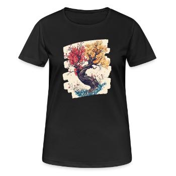 Printemps Printemps Début Fleur Fleurs - T-shirt respirant Femme - noir - Devant - AI Model Female 172 light (172cm)