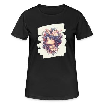 Printemps Printemps Début Fleurs - T-shirt respirant Femme - noir - Devant - AI Model Female 172 light (172cm)