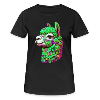 Alpaka - Frauen T-Shirt atmungsaktiv - Schwarz - Vorne - AI Model Female 172 light (172cm)