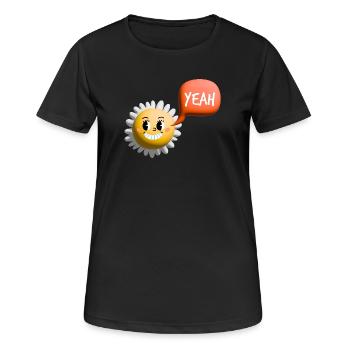 sonne yeah 3d - Frauen T-Shirt atmungsaktiv - Schwarz - Vorne - AI Model Female 172 light (172cm)