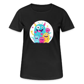 süsses und lustiges knuddel-kuschel monster kinder - Frauen T-Shirt atmungsaktiv - Schwarz - Vorne - AI Model Female 172 light (172cm)