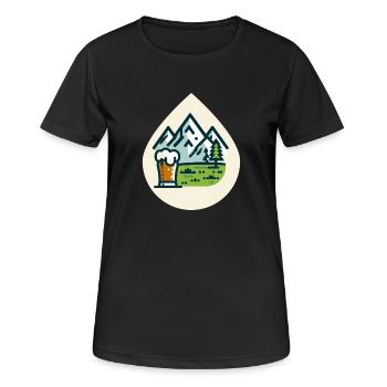 Bergkulisse mit Bierglas - Frauen T-Shirt atmungsaktiv - Schwarz - Vorne - AI Model Female 172 light (172cm)