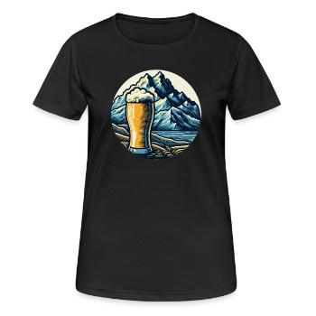 Gebirgs-Bierlandschaft Illustration - Frauen T-Shirt atmungsaktiv - Schwarz - Vorne - AI Model Female 172 light (172cm)