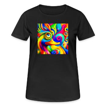 Peinture d’un canard - T-shirt respirant Femme - noir - Devant - AI Model Female 172 light (172cm)