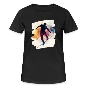 Slackline Slacklining Balance - Frauen T-Shirt atmungsaktiv - Schwarz - Vorne - AI Model Female 172 light (172cm)